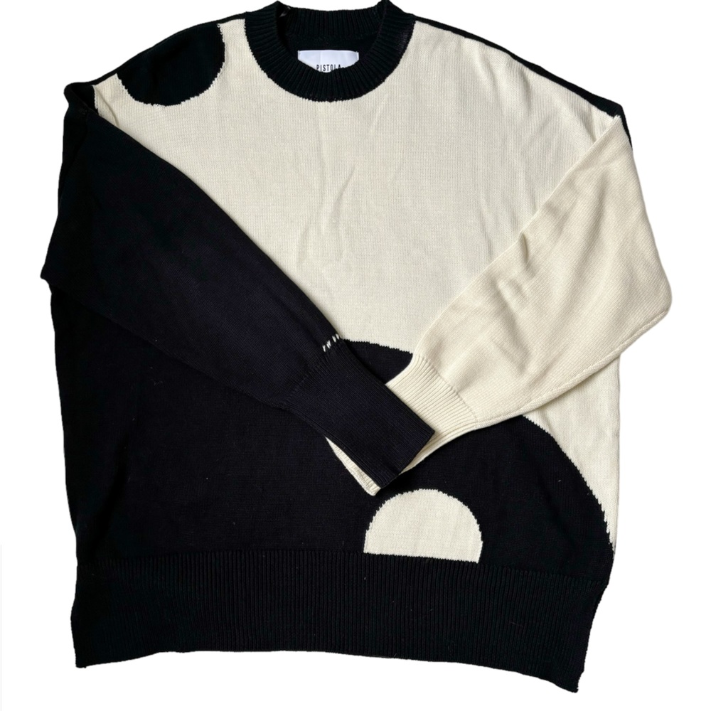 Pistola by Anthropologie black and cream sweater. Women’s M, patterned crewneck